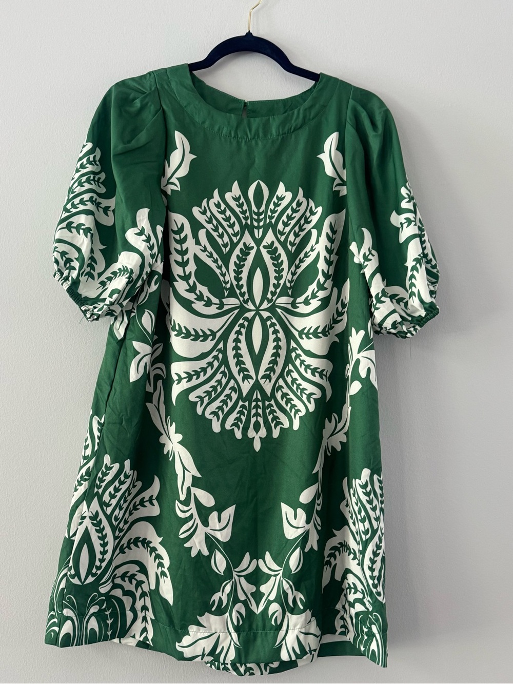 Umgee Green and White Printed Midi Dress